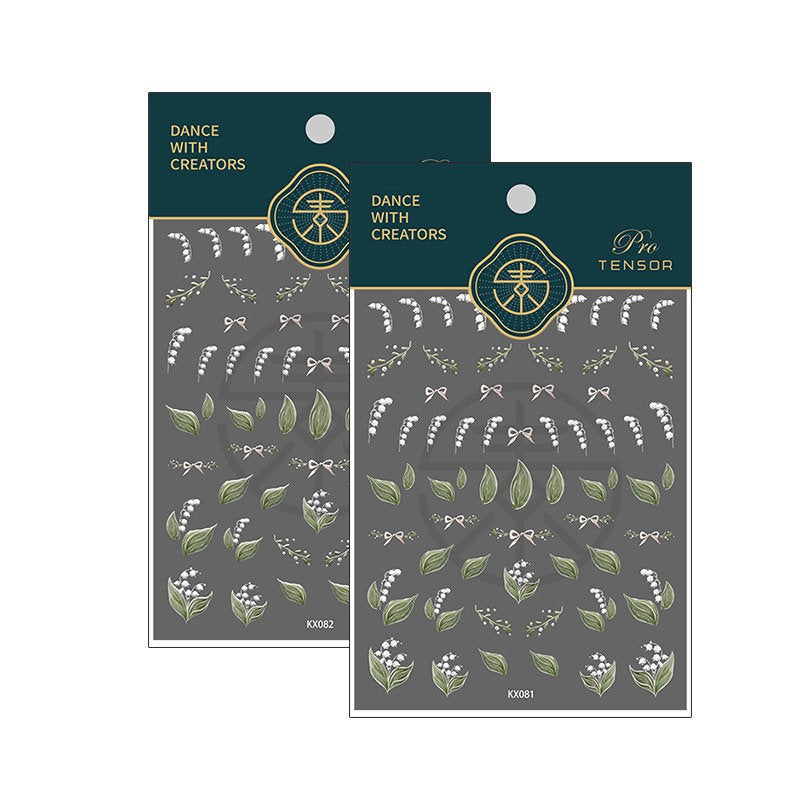 LuLuFun Studio Green Flower Nail Art Stickers - Floral Deco Decals