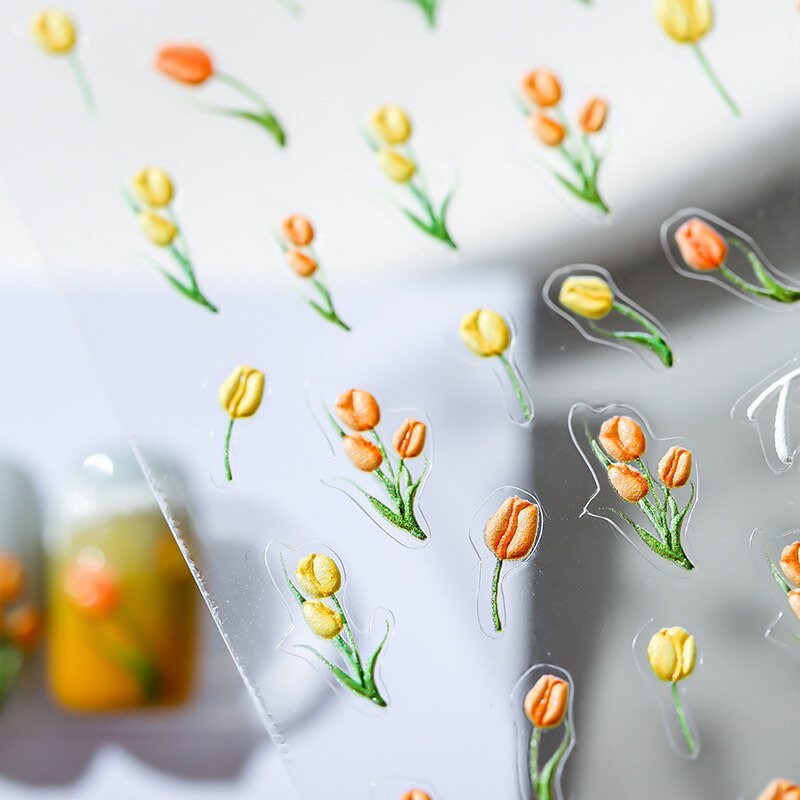Spring Tulip Nail Deco Stickers – LuLuFun Studio Floral Nail Art