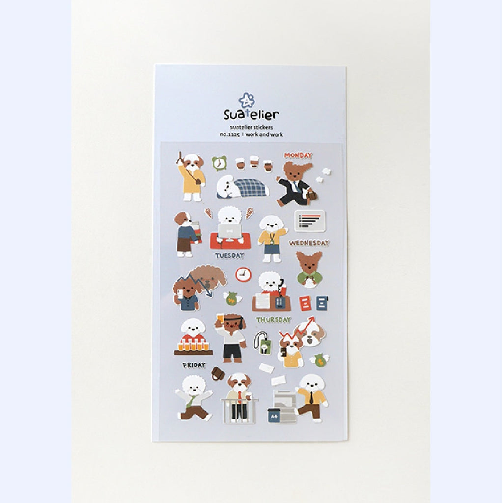 Suatelier Work and Work Decorative Sticker Sheet by LuLuFun Studio