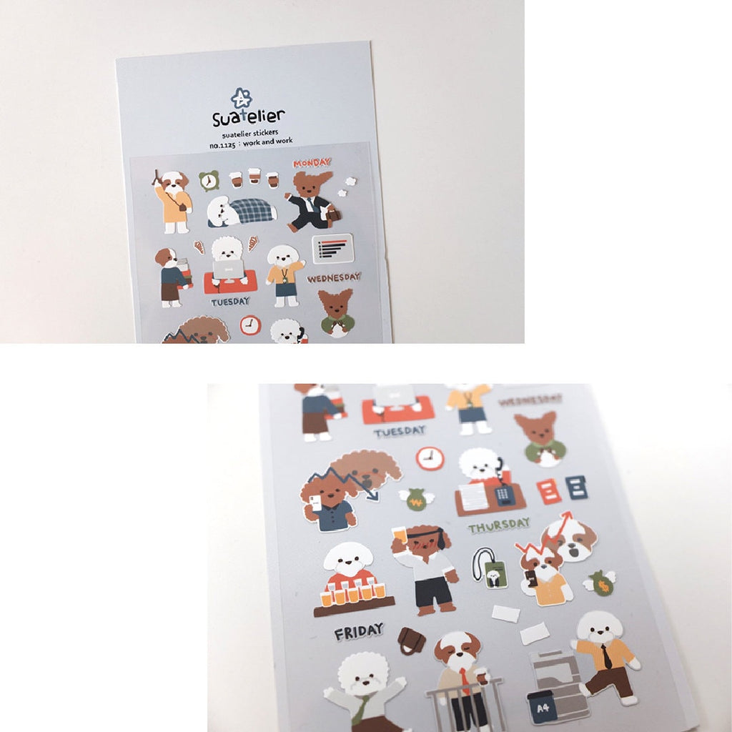 Suatelier Work and Work Decorative Sticker Sheet by LuLuFun Studio