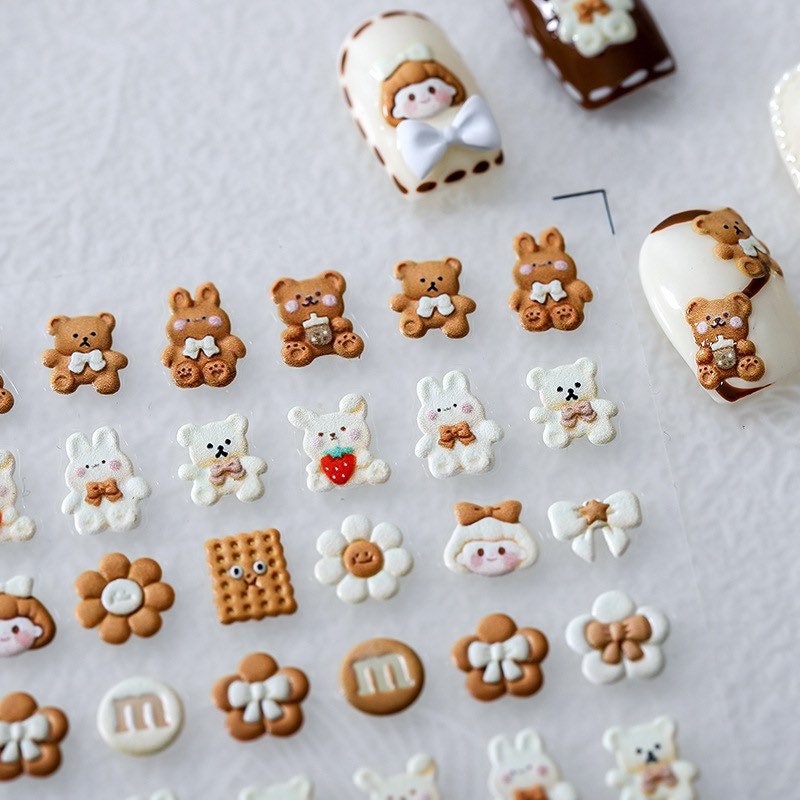 LuLuFun Studio Kawaii Bear Bunny Nail Art Stickers – Cute Deco Decals