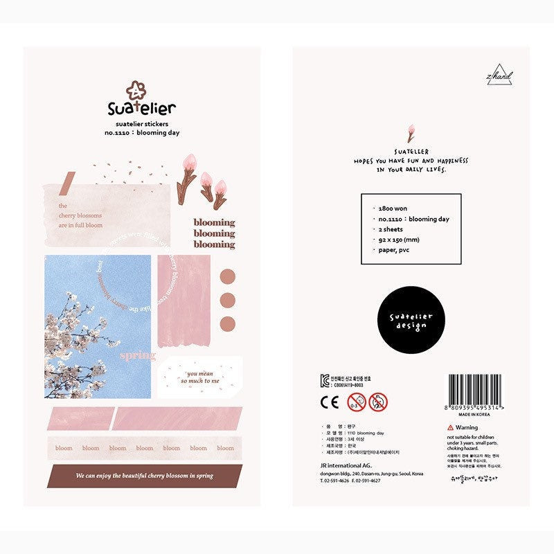 Suatelier Blooming Day Floral Decorative Stickers for Journaling