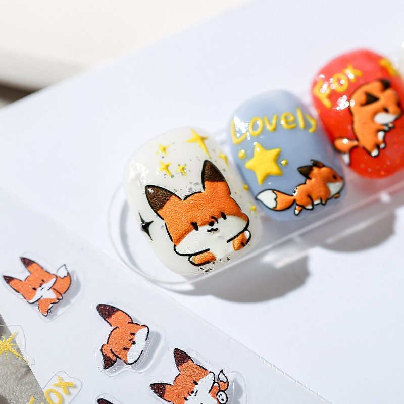 Fox Star Nail Art Stickers – LuLuFun Studio Cute Manicure Decals