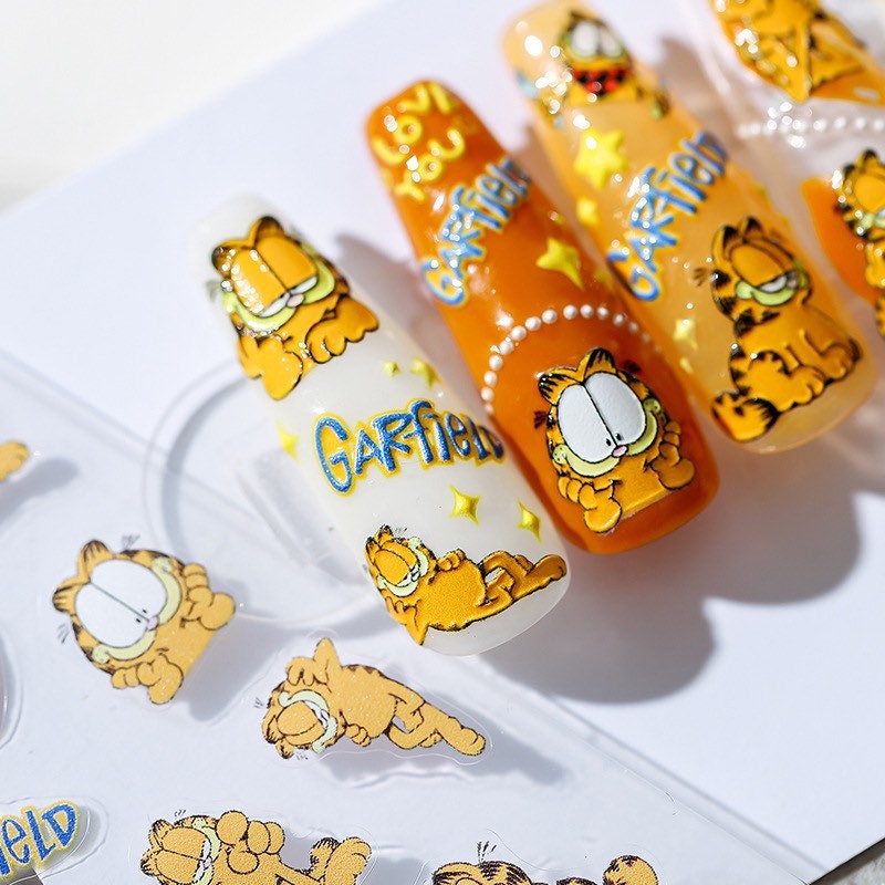 Garfield Nail Deco Stickers – LuLuFun Studio Cute Character Nail Art