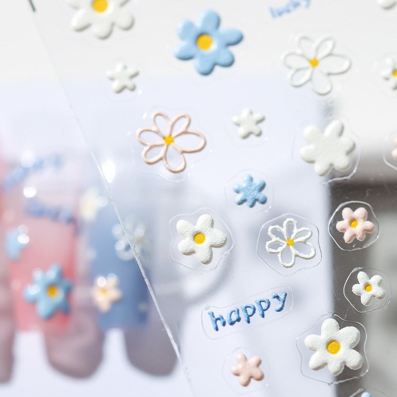 Blue Flower Nail Art Stickers – LuLuFun Studio Floral Nail Decals