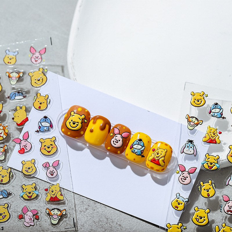Winnie the Pooh Nail Deco Stickers – LuLuFun Studio Cute Bear Decals