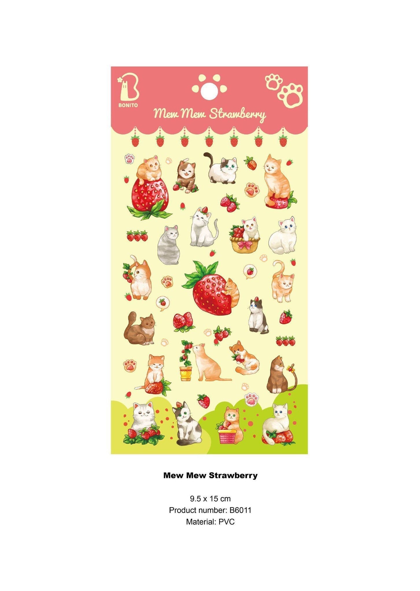LuLuFun Studio Mew Mew Strawberry Kawaii Sticker Sheet for Journaling