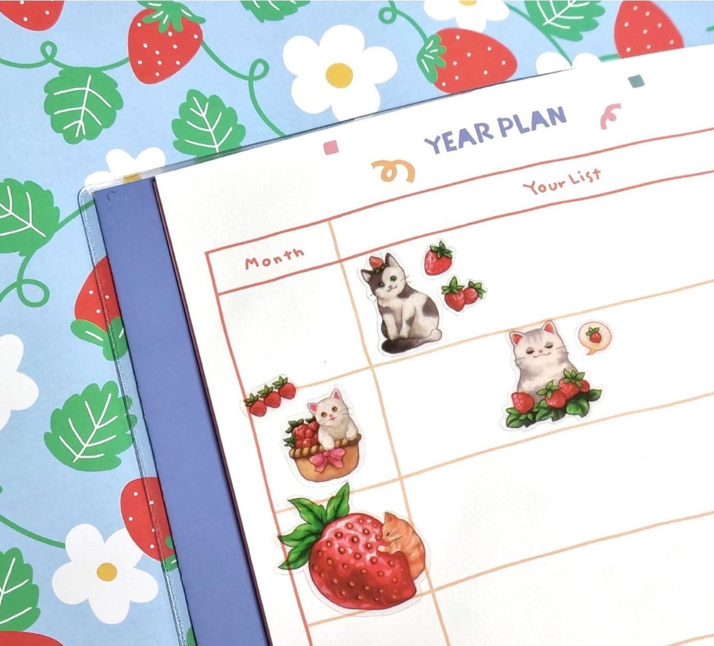 LuLuFun Studio Mew Mew Strawberry Kawaii Sticker Sheet for Journaling