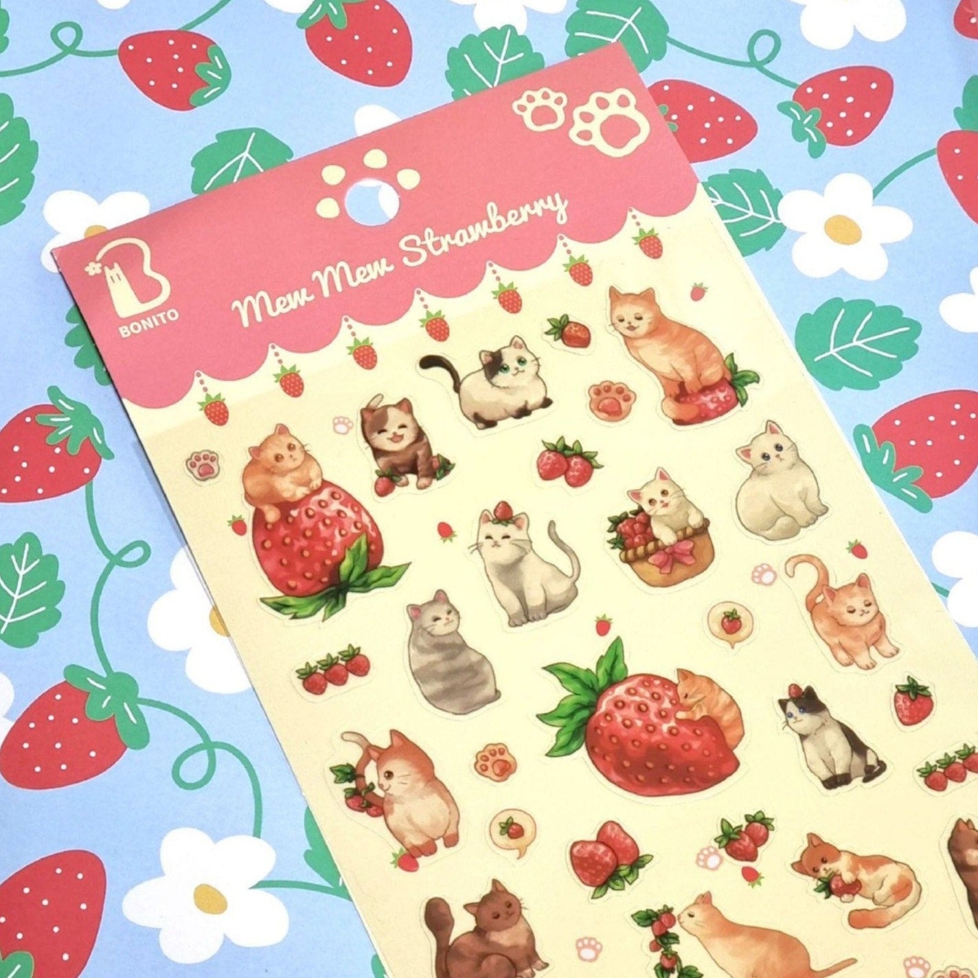 LuLuFun Studio Mew Mew Strawberry Kawaii Sticker Sheet for Journaling