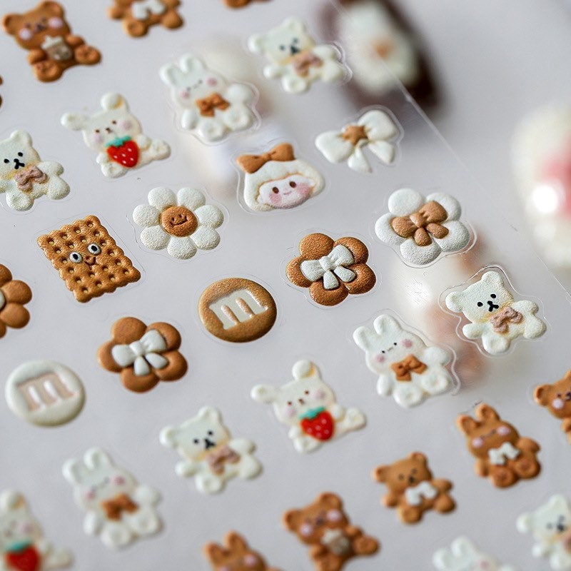 LuLuFun Studio Kawaii Bear Bunny Nail Art Stickers – Cute Deco Decals