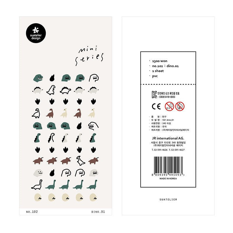 Dinosaur Stickers by Suatelier | Cute Decorative Planner Decals