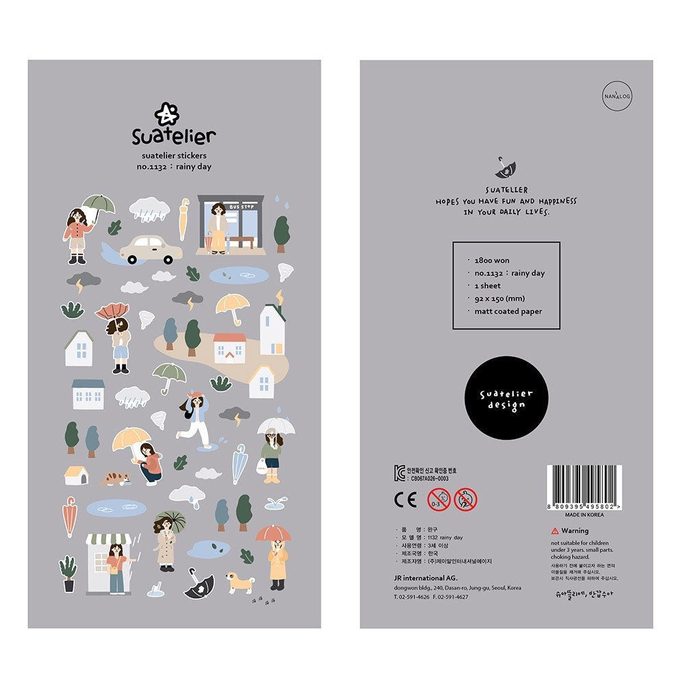 Suatelier Rainy Day Decorative Stickers for Journaling by LuLuFun
