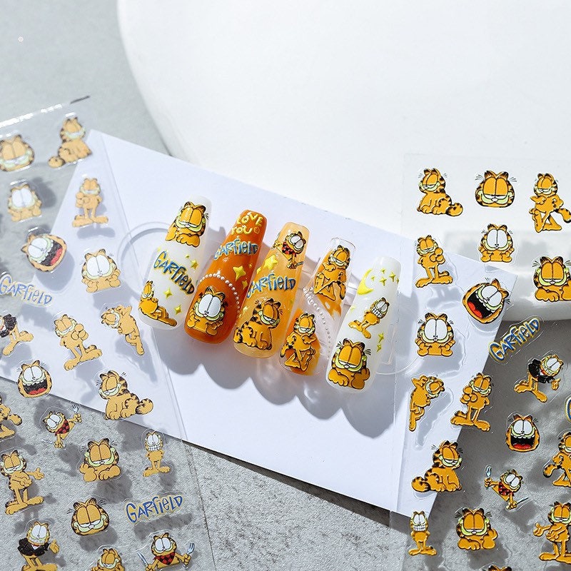 Garfield Nail Deco Stickers – LuLuFun Studio Cute Character Nail Art