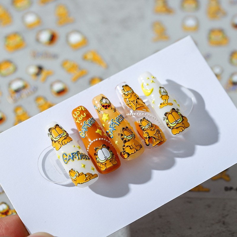 Garfield Nail Deco Stickers – LuLuFun Studio Cute Character Nail Art
