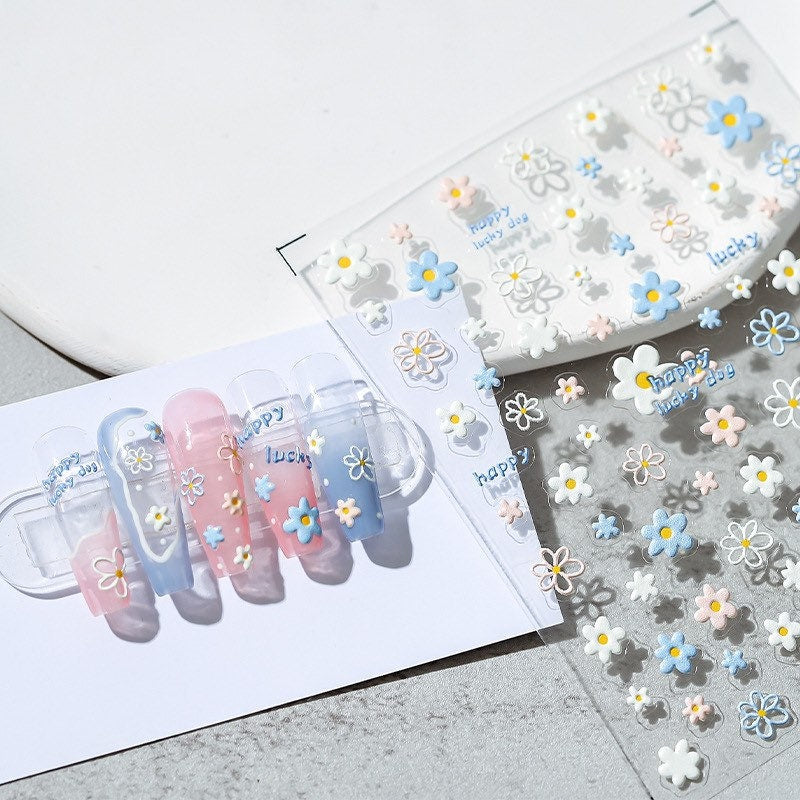 Blue Flower Nail Art Stickers – LuLuFun Studio Floral Nail Decals