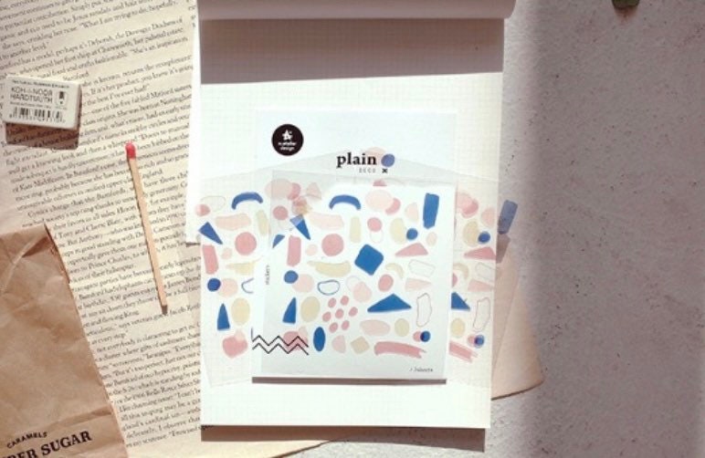 Suatelier Plain.18 Korean Decorative Stickers for Journaling - 3 Sheets