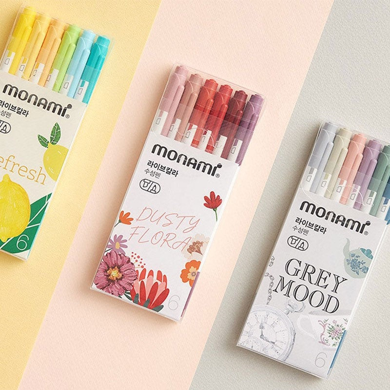 Monami Fineliner Pen Set by LuLuFun Studio – 0.4mm Colorful Pens (6 Pcs)