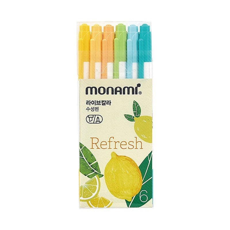Monami Fineliner Pen Set by LuLuFun Studio – 0.4mm Colorful Pens (6 Pcs)
