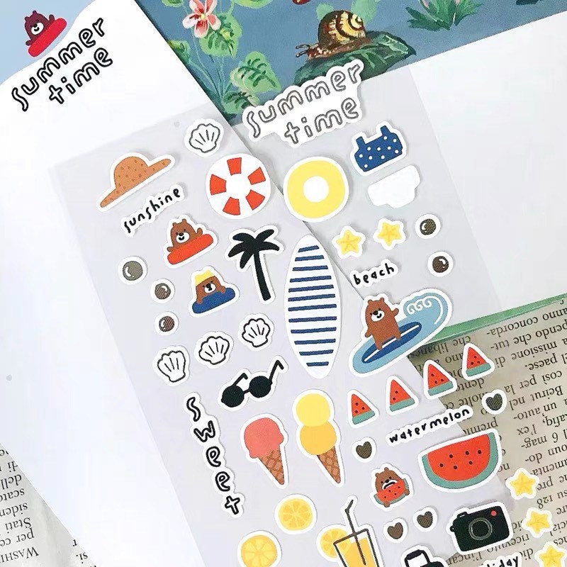 LuLuFun Studio Bonito Summer Time Decorative Sticker Sheet – 9.5x15cm