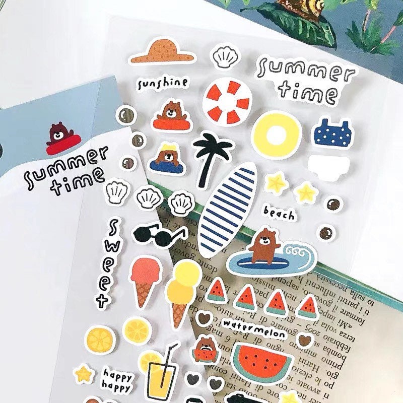 LuLuFun Studio Bonito Summer Time Decorative Sticker Sheet – 9.5x15cm