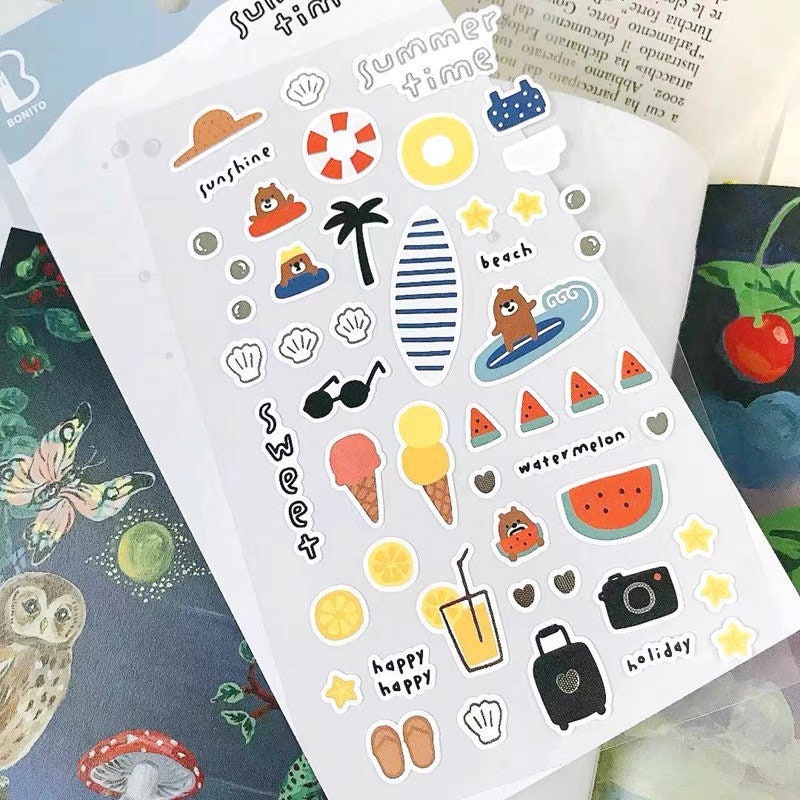 LuLuFun Studio Bonito Summer Time Decorative Sticker Sheet – 9.5x15cm