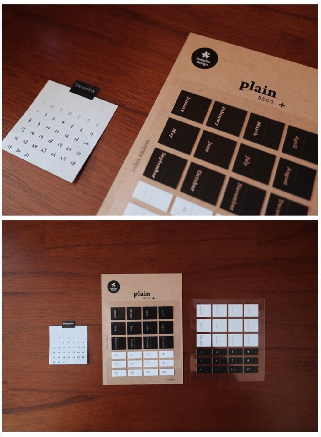 Suatelier Plain 45 Decorative Korean Stickers for Journaling - 3 Sheets