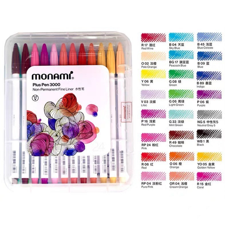 Monami Plus 3000 Fine Liner Pen Set | 0.38mm Tip Art Supplies by LuLuFun