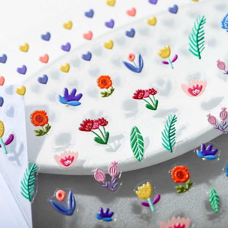 Tulip Flower Embossed Nail Art Stickers by LuLuFun Studio - 1 Sheet