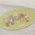 Flower Bunny Embossed Nail Deco Stickers | LuLuFun Studio Floral Art