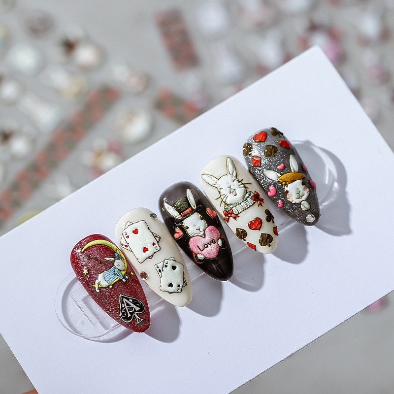Nail Art Stickers | Alice Wonderland Embossed Design by LuLuFun Studio