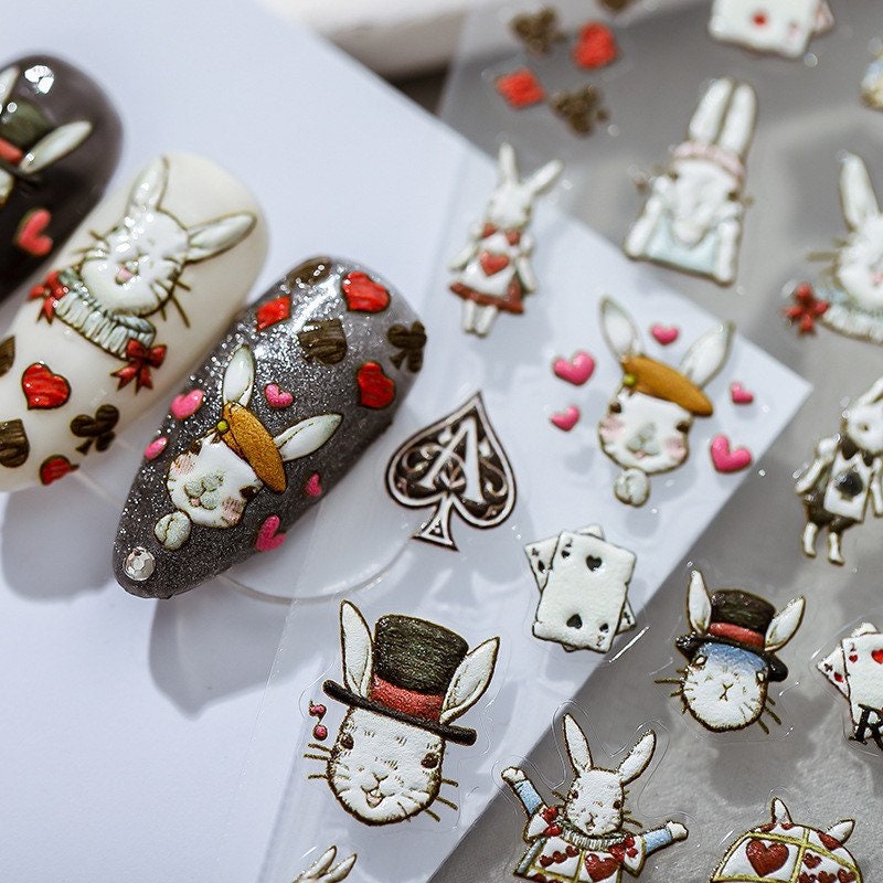 Nail Art Stickers | Alice Wonderland Embossed Design by LuLuFun Studio