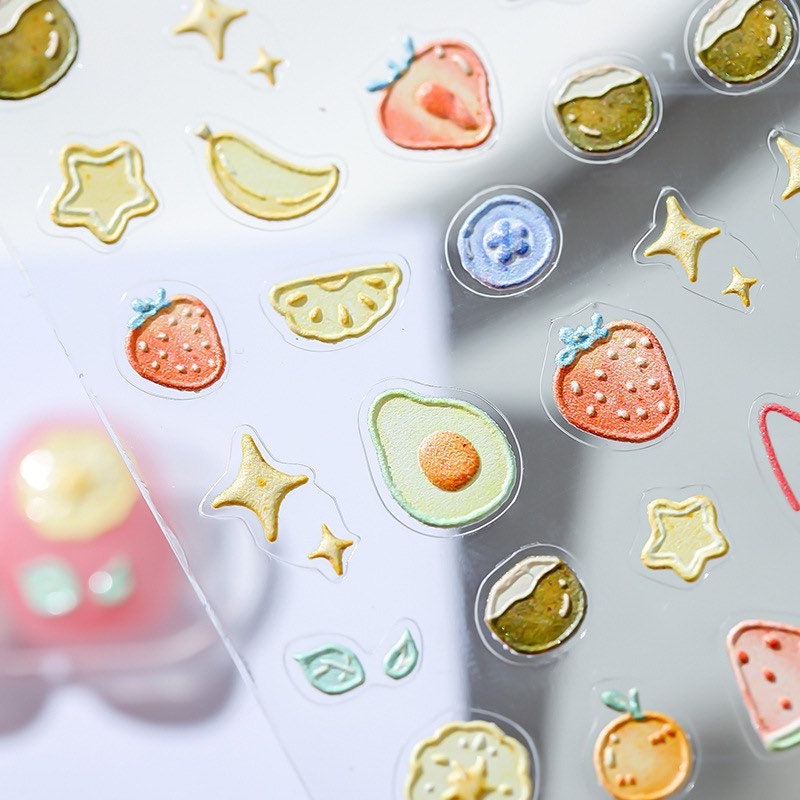 LuLuFun Studio Avocado Pineapple Embossed Fruit Nail Art Deco Stickers