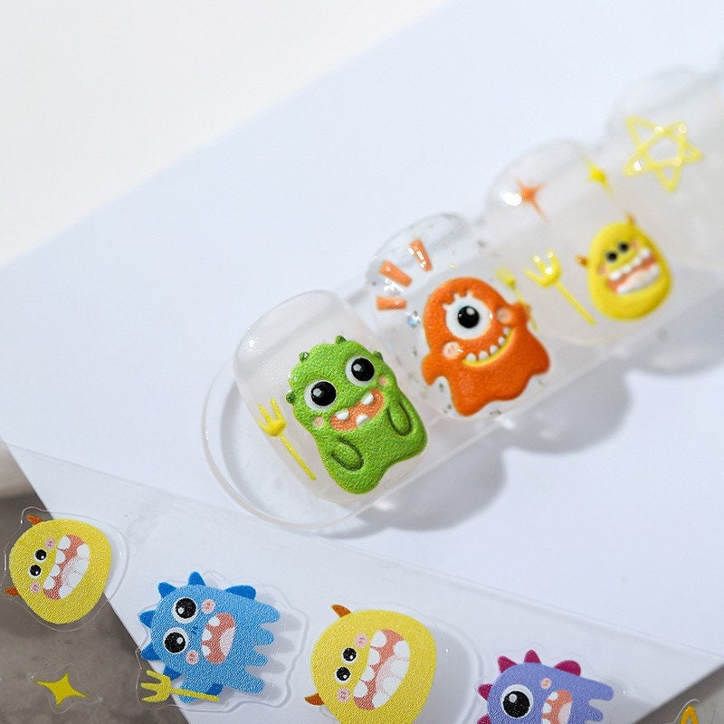 Little Monster Embossed Nail Deco Stickers – LuLuFun Studio Manicure Art