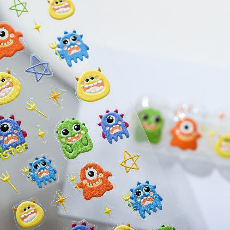 Little Monster Embossed Nail Deco Stickers – LuLuFun Studio Manicure Art