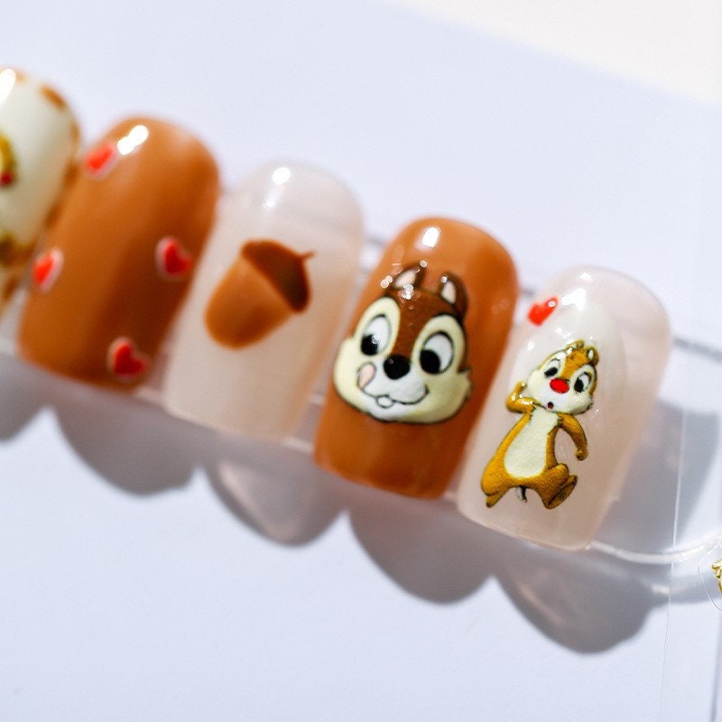 LuLuFun Studio Squirrel Embossed Nail Deco Stickers - 3D Nail Art Decals
