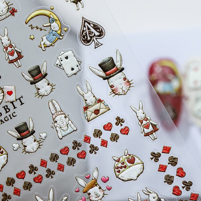 Nail Art Stickers | Alice Wonderland Embossed Design by LuLuFun Studio
