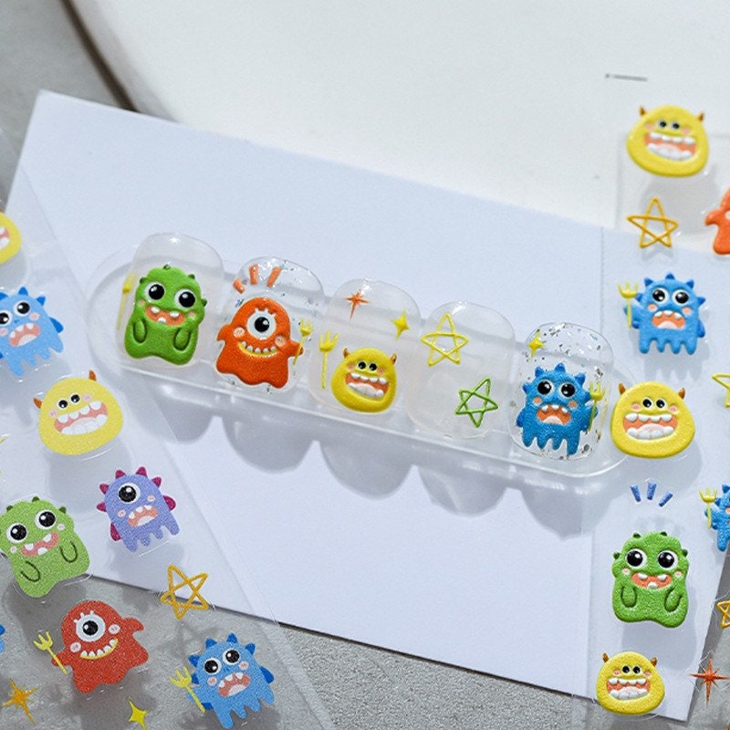 Little Monster Embossed Nail Deco Stickers – LuLuFun Studio Manicure Art