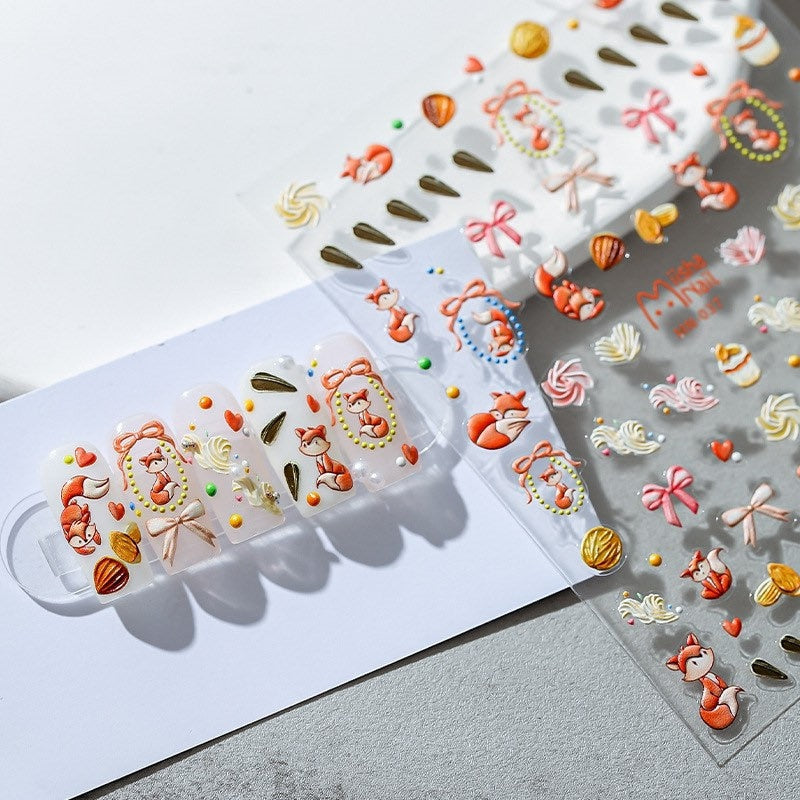 Fox Oak Embossed Nail Deco Stickers – LuLuFun Studio Manicure Art