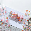 Strawberry Bunny Embossed Nail Deco Stickers | LuLuFun Studio Cake Design
