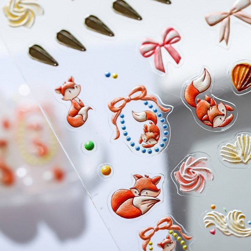 Fox Oak Embossed Nail Deco Stickers – LuLuFun Studio Manicure Art