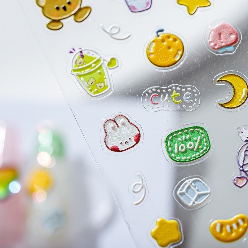 Bunny and Bear Nail Deco Stickers | LuLuFun Studio Milk Tea Nail Art