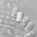 White Heart Embossed Nail Art Stickers by LuLuFun Studio – 1 Sheet