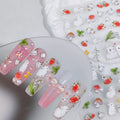 LuLuFun Studio Pink Strawberry Bunny Nail Art Stickers - Cute Decals