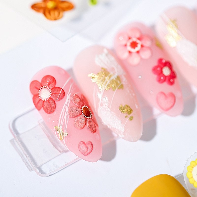 White Daisy Embossed Flower Nail Art Stickers by LuLuFun Studio
