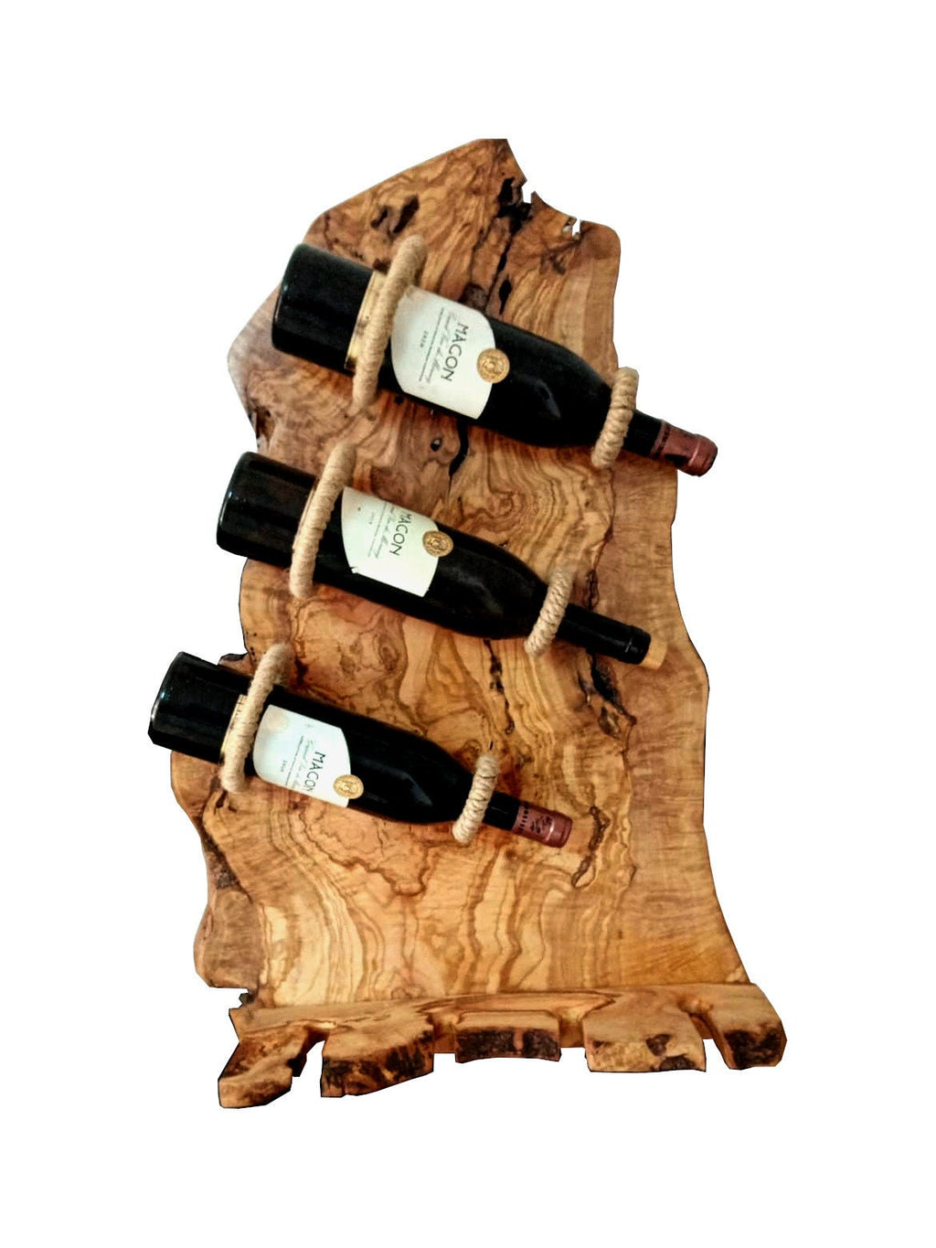 Olive Wood Rustic Shape three Bottles Holder,  wine bottles holder, bar accessories, gift