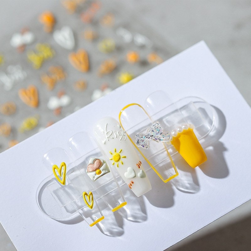Love Letter Embossed Nail Art Stickers | LuLuFun Studio Deco Decals