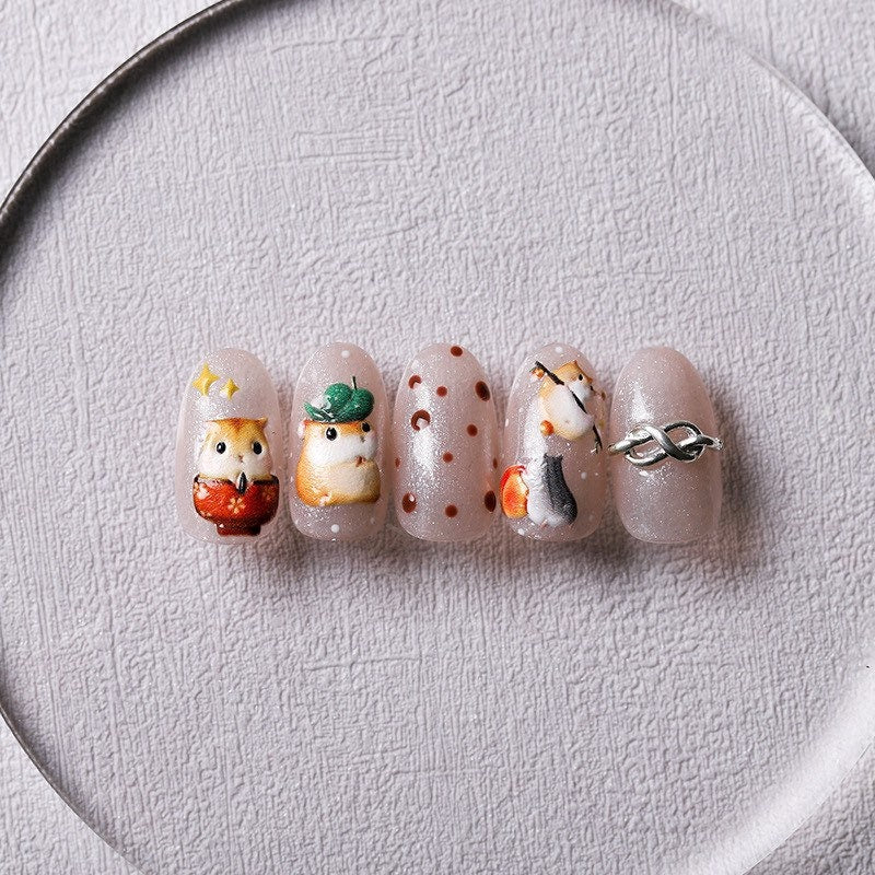 LuLuFun Studio Chipmunk Embossed Nail Deco Sticker – Cute Manicure Art