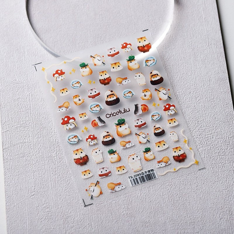 LuLuFun Studio Chipmunk Embossed Nail Deco Sticker – Cute Manicure Art