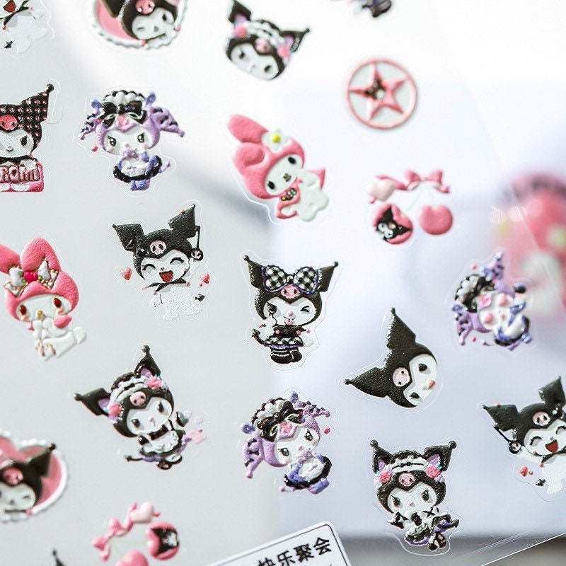 LuLuFun Studio Cute Cartoon Embossed Nail Art Stickers – 1 Sheet Deco