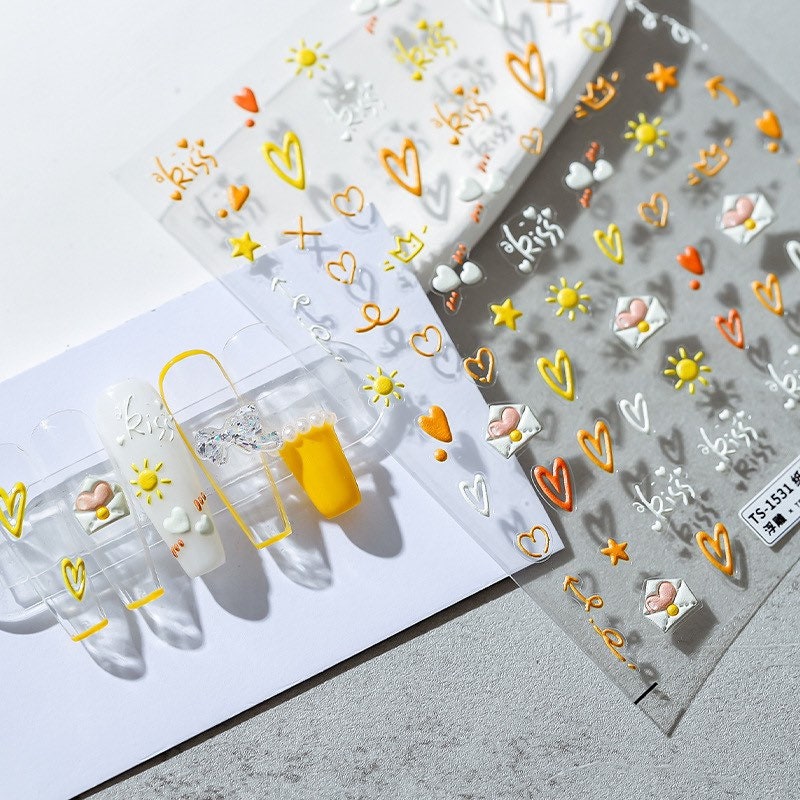 Love Letter Embossed Nail Art Stickers | LuLuFun Studio Deco Decals